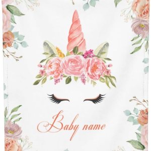 Manta de bebé personalizada con nombre para bebé, manta de bebé personalizada para niñas, manta de forro polar floral para bebé, manta de elefante Manta de bebé personalizada con nombre para bebé, manta de bebé personalizada para niñas, manta de forro polar floral para bebé, manta de elefante