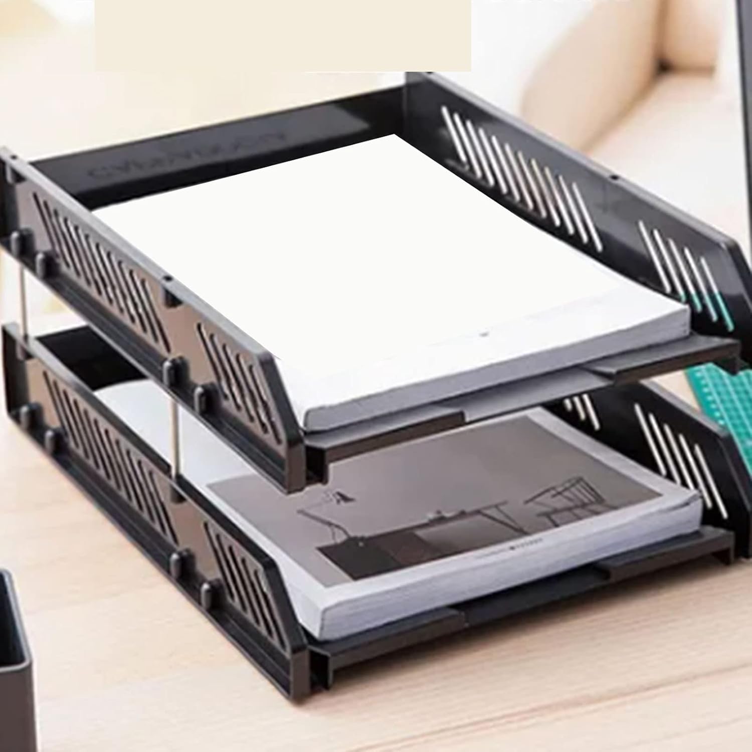 Organizadores de archivos de escritorio, bandeja de papel para cartas de gran capacidad para oficina