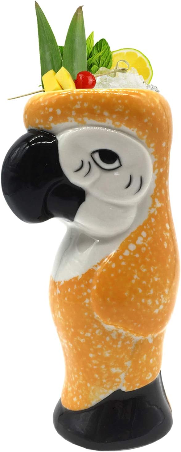 KIURENGT – Tazas Tiki – Taza de loro Tiki, 20 onzas, taza de cóctel para Mai Tai, ponche, piña colada y bebidas tropicales de bar