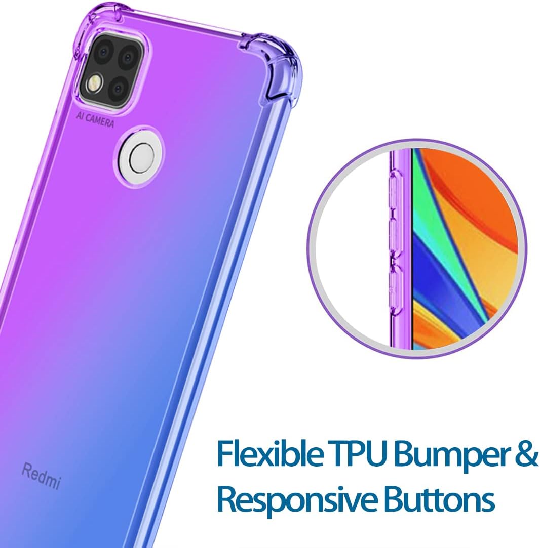 Funda para Redmi 9CPoco C3Redmi 10ARedmi 9 Activ Case, Crystal Clear Case Gradient Slim Anti Scratch TPU A prueba de golpes Funda protectora para