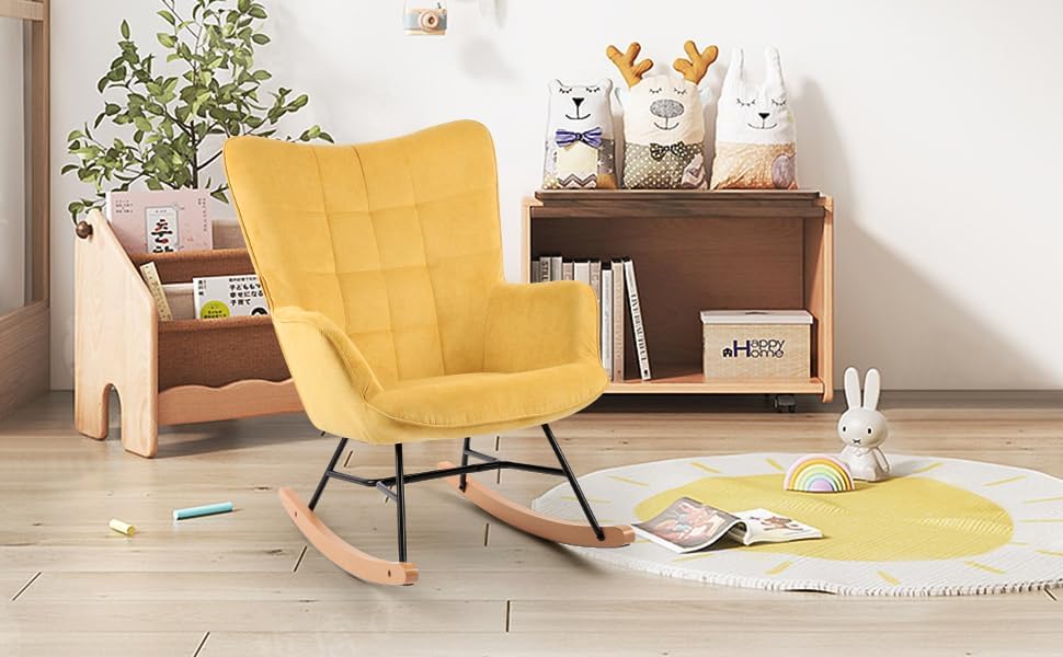 LSSPAID Juego de 1 mecedora para guardería, mecedora tapizada con respaldo alto, cómoda silla deslizante para sala de estar, dormitorio, cuarto de