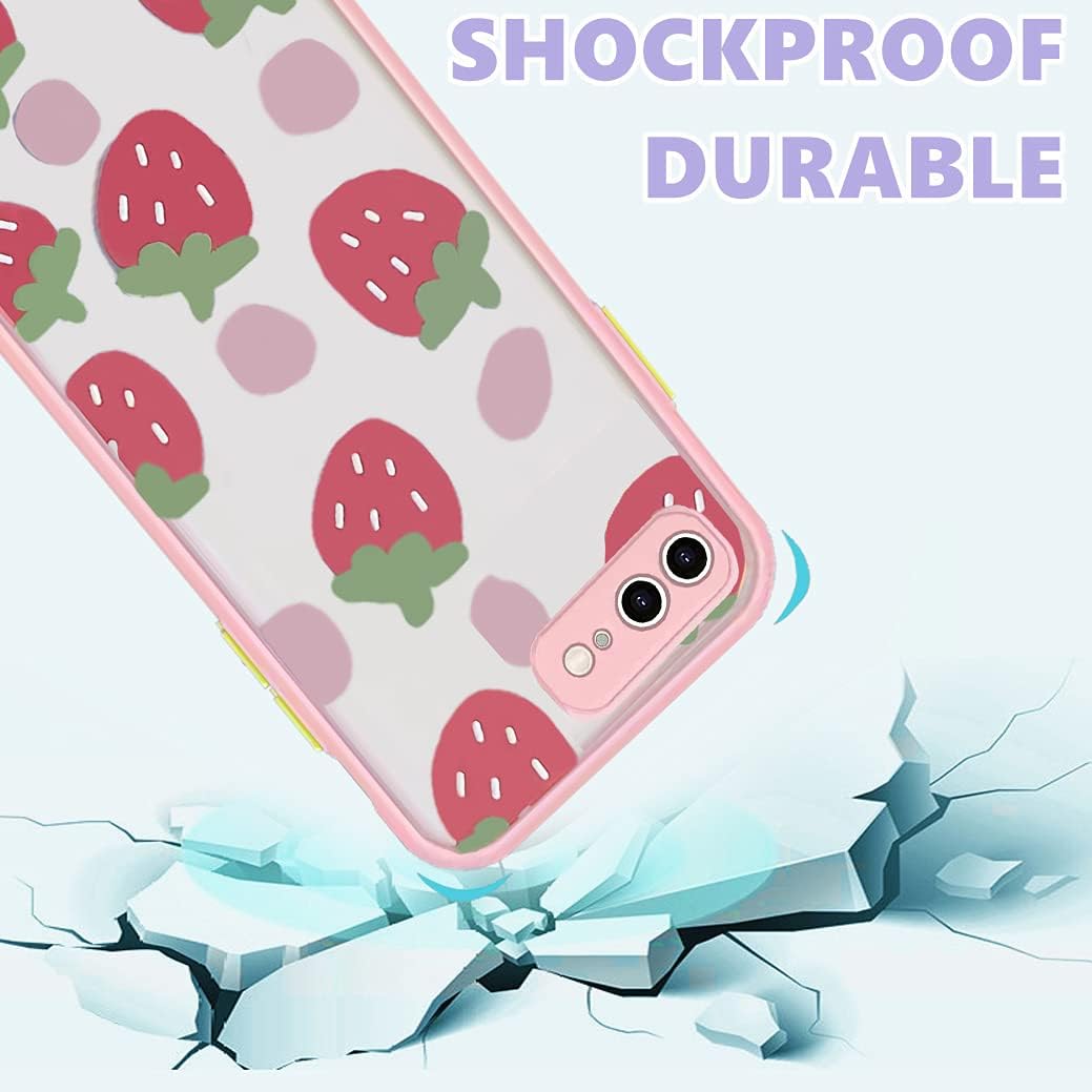 Funda compatible con iPhone 8 Plus, diseño transparente de fresa rosa, funda para iPhone 7 Plus para niñas y mujeres, bonita, a prueba de golpes,