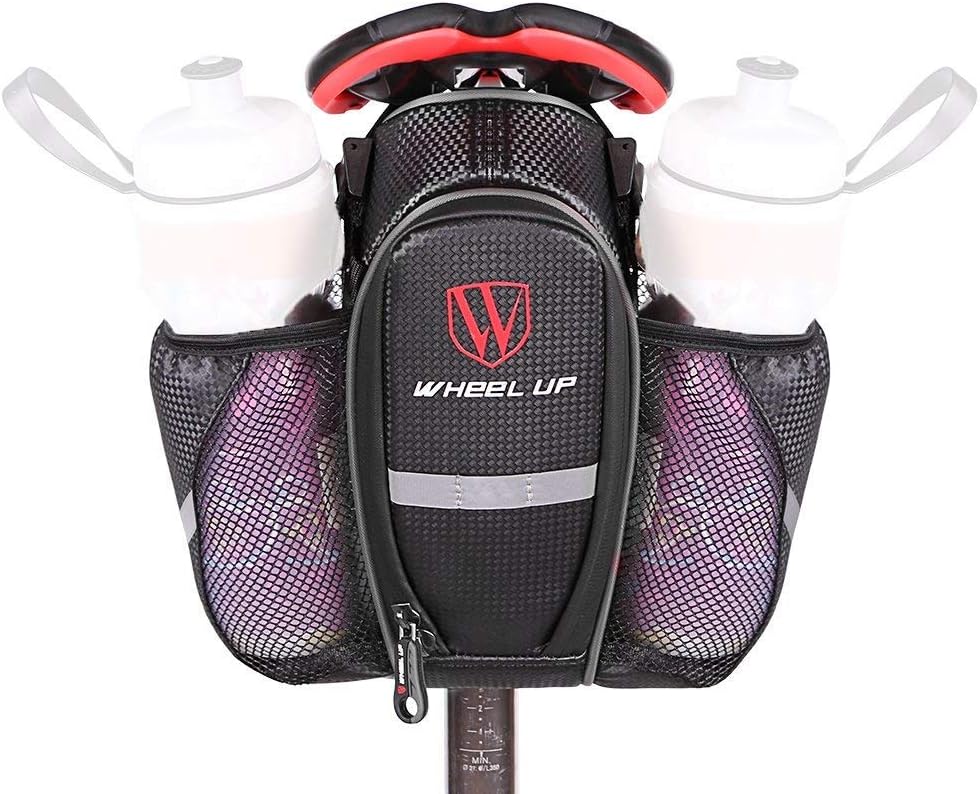 Bolsa para botella de agua, impermeable, parte trasera debajo del asiento, bolsa doble para botella, bolsillo trasero de bicicleta con tira