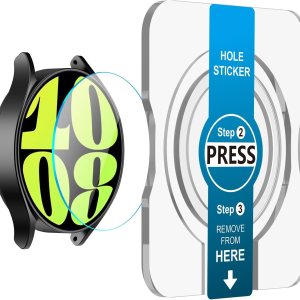 AMANECER Paquete de 2 protectores de pantalla de vidrio templado diseñados para Galaxy Watch 6 de 1.575 pulgadas, 1.732 pulgadas y Glaxy Watch 6 AMANECER Paquete de 2 protectores de pantalla de vidrio templado diseñados para Galaxy Watch 6 de 1.575 pulgadas, 1.732 pulgadas y Glaxy Watch 6