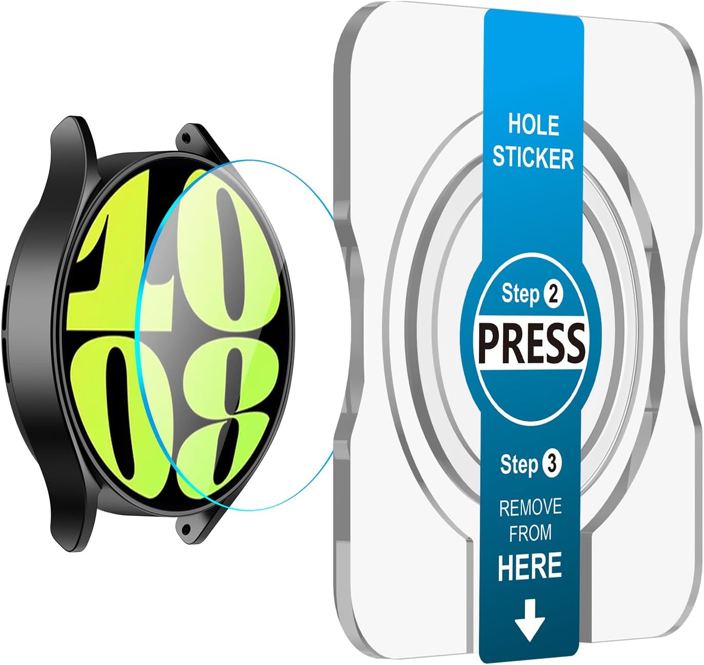 AMANECER Paquete de 2 protectores de pantalla de vidrio templado diseñados para Galaxy Watch 6 de 1.575 pulgadas, 1.732 pulgadas y Glaxy Watch 6