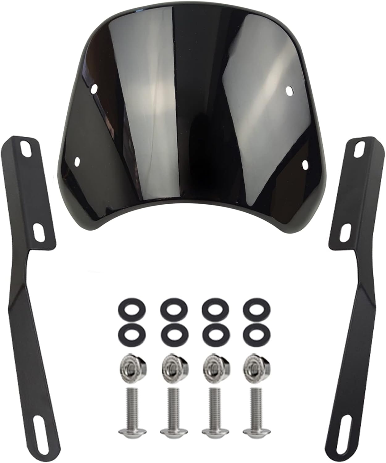 Parabrisas universal para motocicleta, deflector de viento, parabrisas delantero con soporte para moto 5″-7″ LED faro