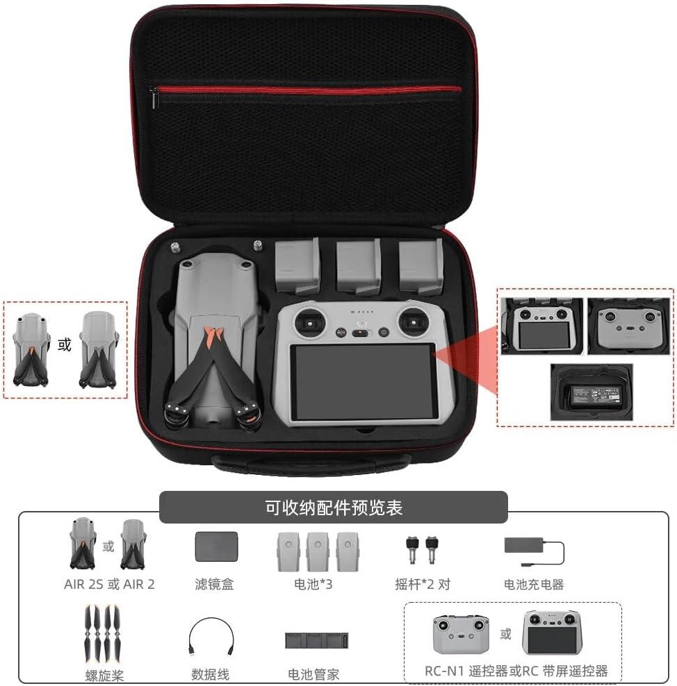 BRDRC Bolsa de almacenamiento para DJI Air 22S Drone RC-N1RC con control remoto de pantalla Bolsa de hombro Bolsa de viaje Accesorios