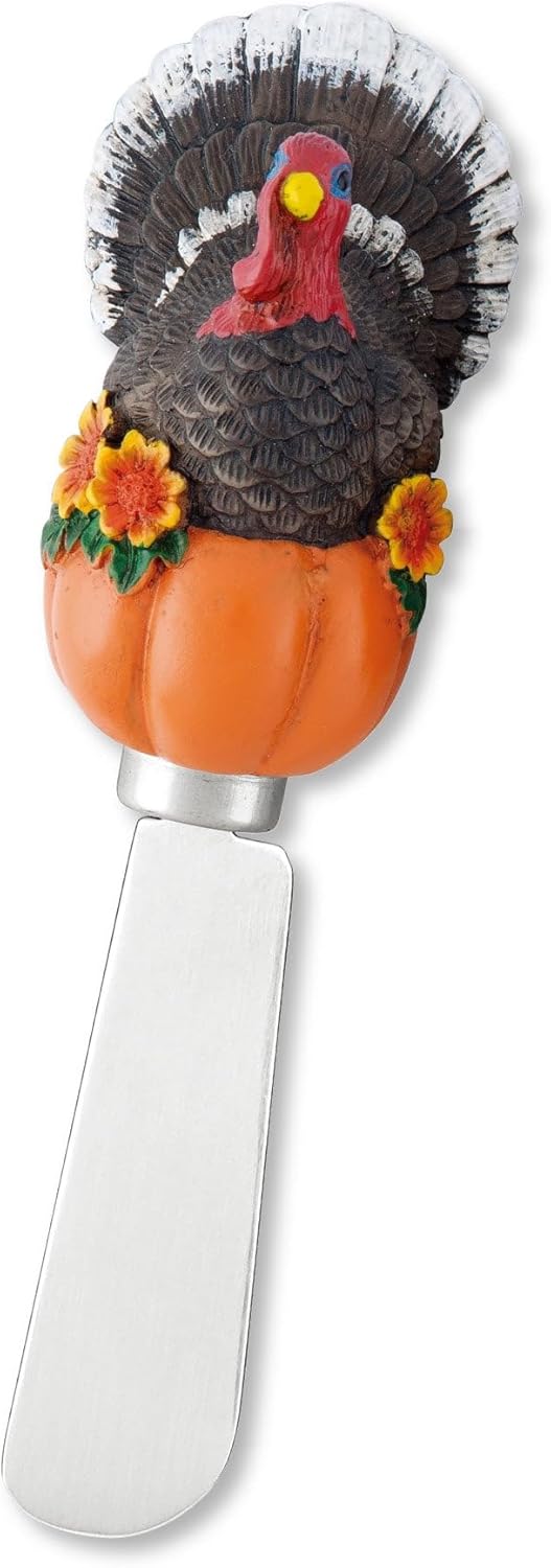 Supreme Housewares Cuchillos esparcidores de queso y mantequilla, decoración de Acción de Gracias, mango de resina pintado a mano con hoja de acero