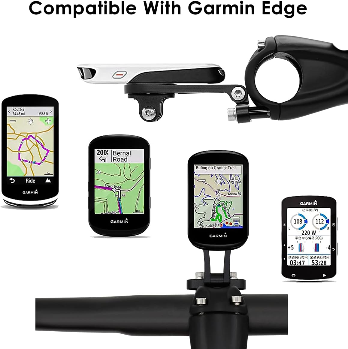 Thinvik Montaje extendido exterior y soporte para computadora de bicicleta para Garmin,Ángulo ajustable GoPro Combo Mount para Garmin Edge 1040 1030