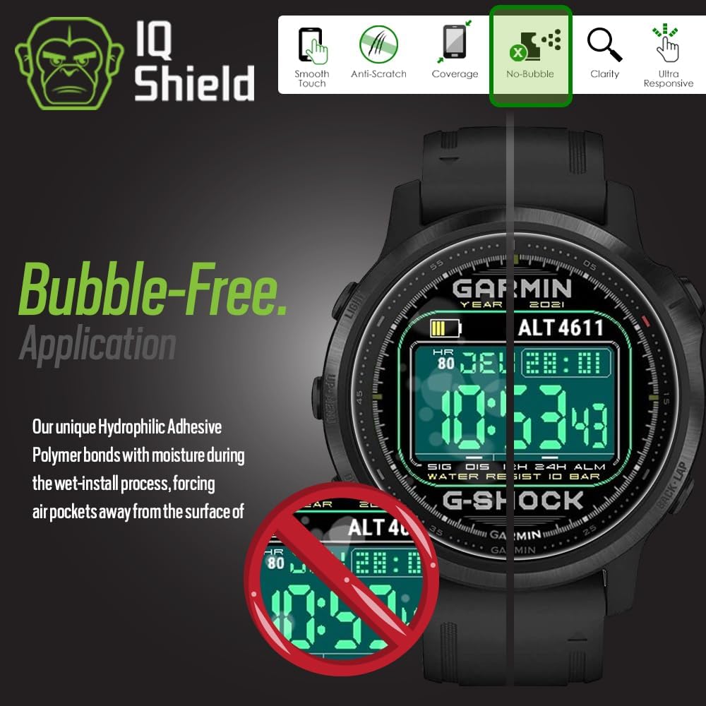 IQShield Protector de pantalla compatible con Garmin Fenix 6S  Fenix 6S ProFenix 6S SapphireFenix 6S Pro Solar (paquete de 6) película de TPU