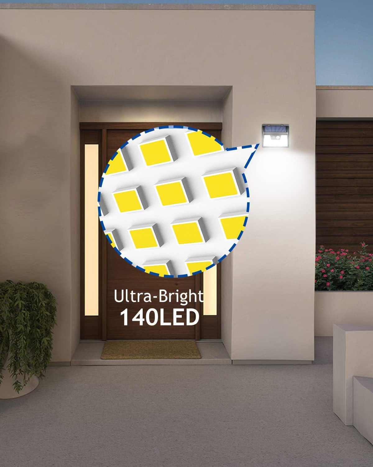 Peasur Luces solares para exteriores 5 unidades140 LED, luces para exteriores con sensor de movimiento ultra brillantes, luces de seguridad