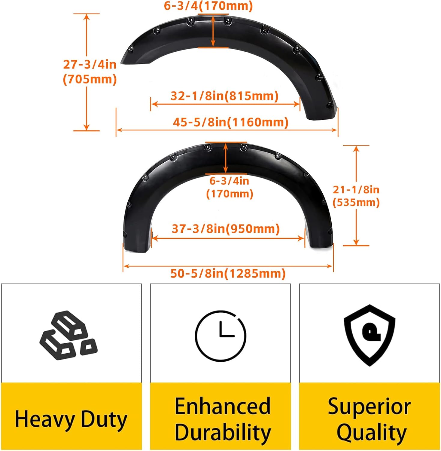 4 guardabarros de rueda para guardabarros de bolsillo, estilo remachado para Ford 1999-2007 F250 F350 F250 F350 Super Duty con kit de herramientas