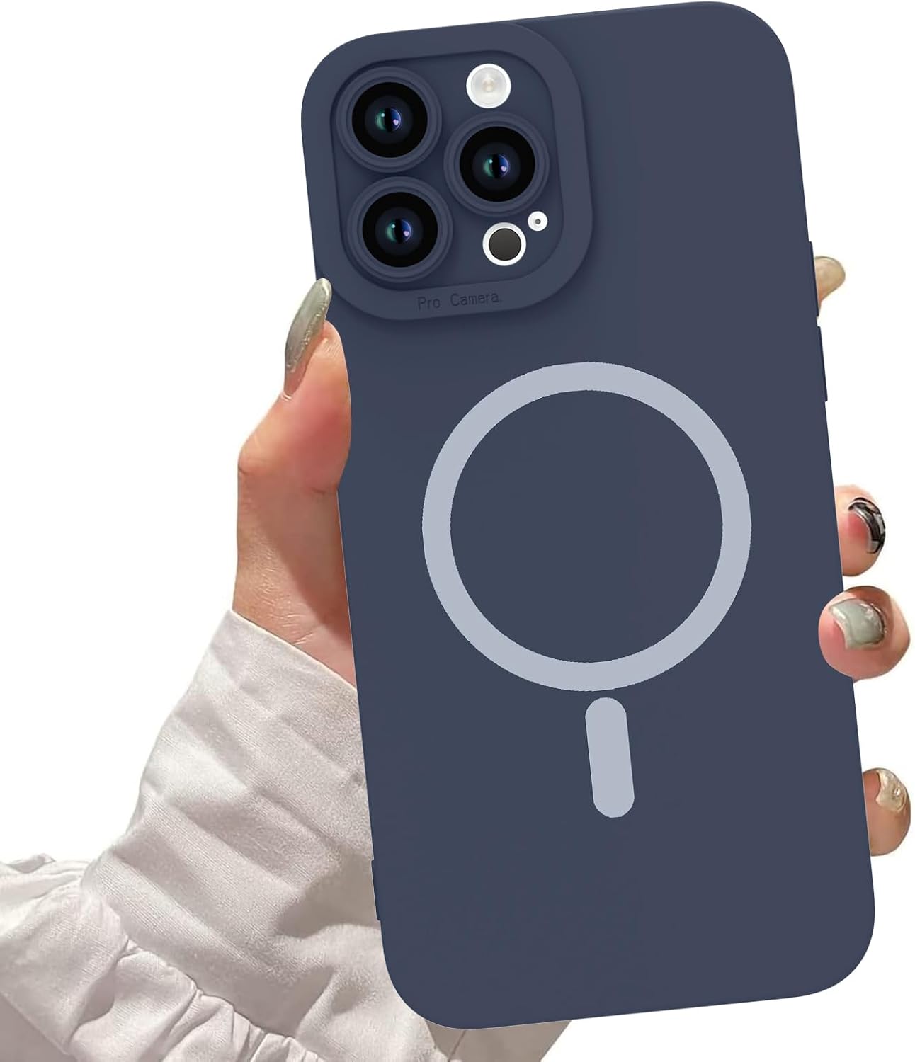 ZIYE Funda magnética para iPhone 14 Pro Max de silicona con protector de lente de cámara para mujeres y hombres, compatible con forro de microfibra