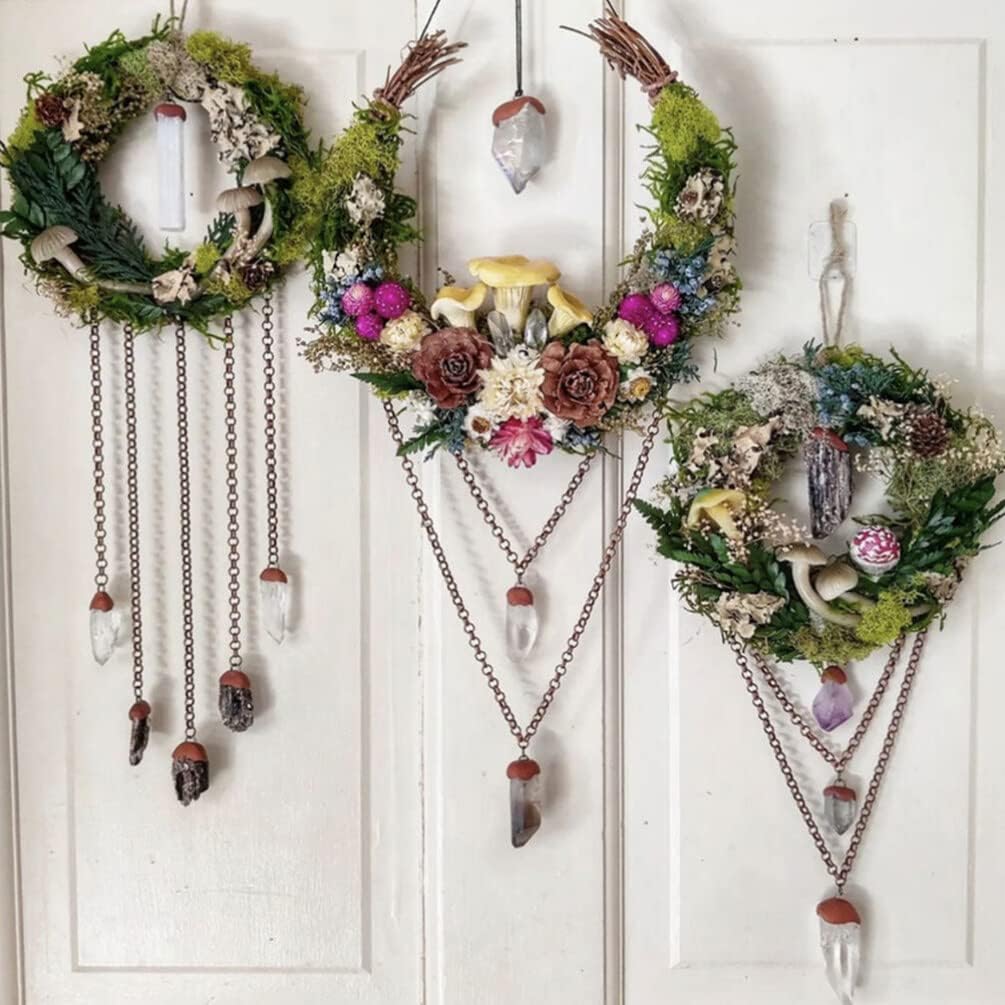 FOMIYES 2 piezas de corona de vid natural en forma de luna, corona de rama, anillo de corona de ratán, guirnalda de 9.8 in, anillo de arreglo floral