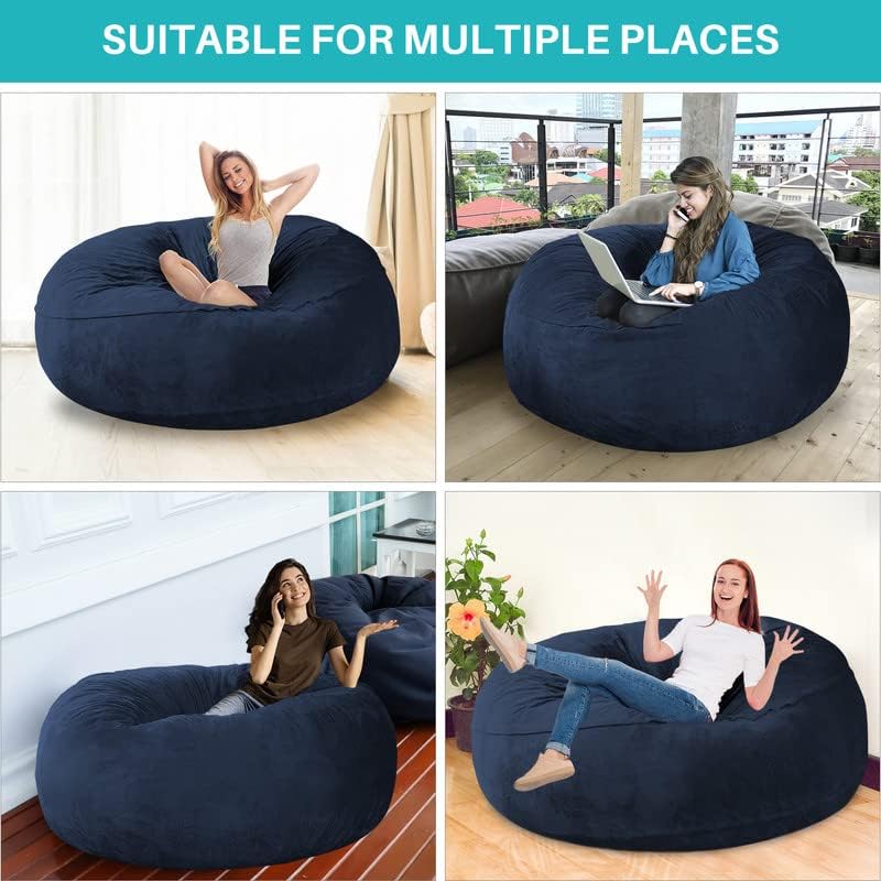 Funda para puf de gran tamaño para adultos, muebles de sala de estar, de microfibra suave y lavable, funda para silla de puf para niños, funda para