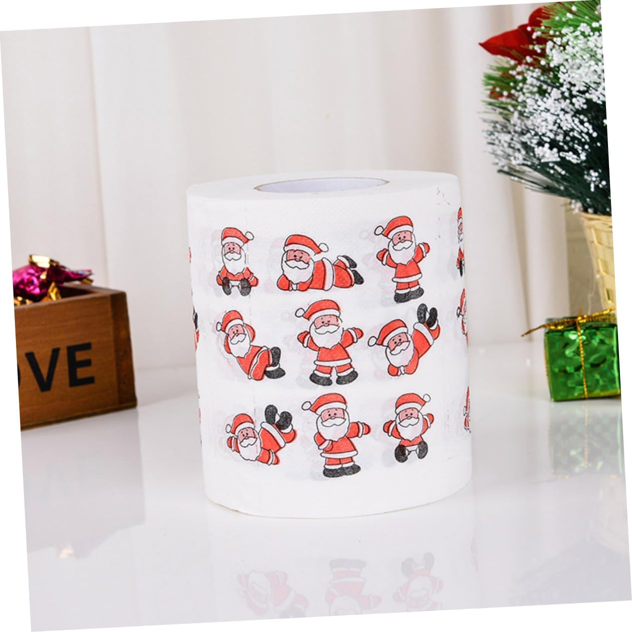 Didiseaon 5 rollos de papel higiénico navideño divertido papel higiénico de Navidad impreso suministros de fiesta Feliz árbol de Navidad,