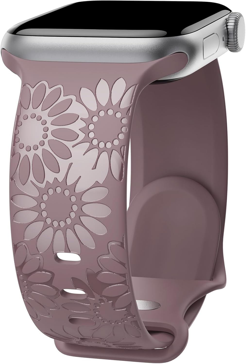 Correa de silicona grabada de girasol compatible con Apple Watch Band de 1.496 in 1.575 in 1.614 in 1.654 in 1.732 in 1.772 in 1.929 in correa de
