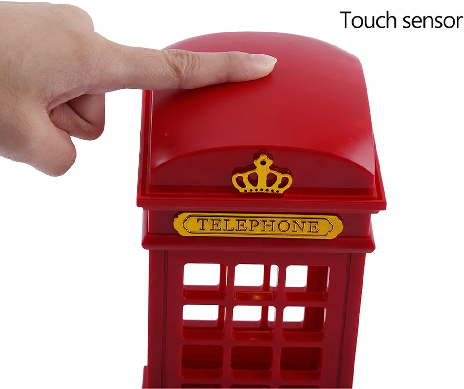 Retro Classic Teléfono Cabina Escritorio Lámpara Noche Luz Táctil Sensor Regulable Amarillo LED
