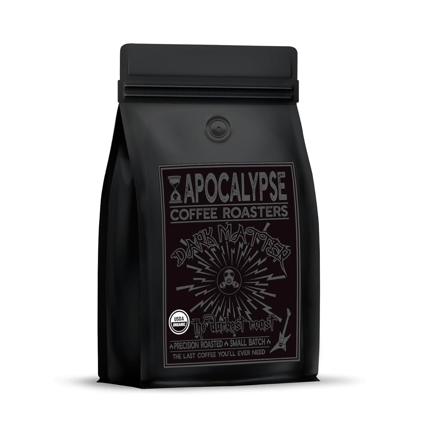 Apocalypse Coffee Roasters  Materia oscura  12 onzas  Grano entero  Café orgánico tostado oscuro