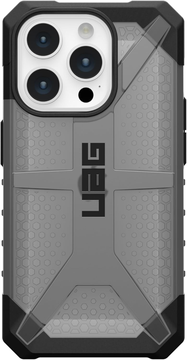 URBAN ARMOR GEAR UAG – Funda compatible con iPhone 15 Pro de 6.1 pulgadas, color ceniza de plasma, resistente, transparente, transparente, de grado