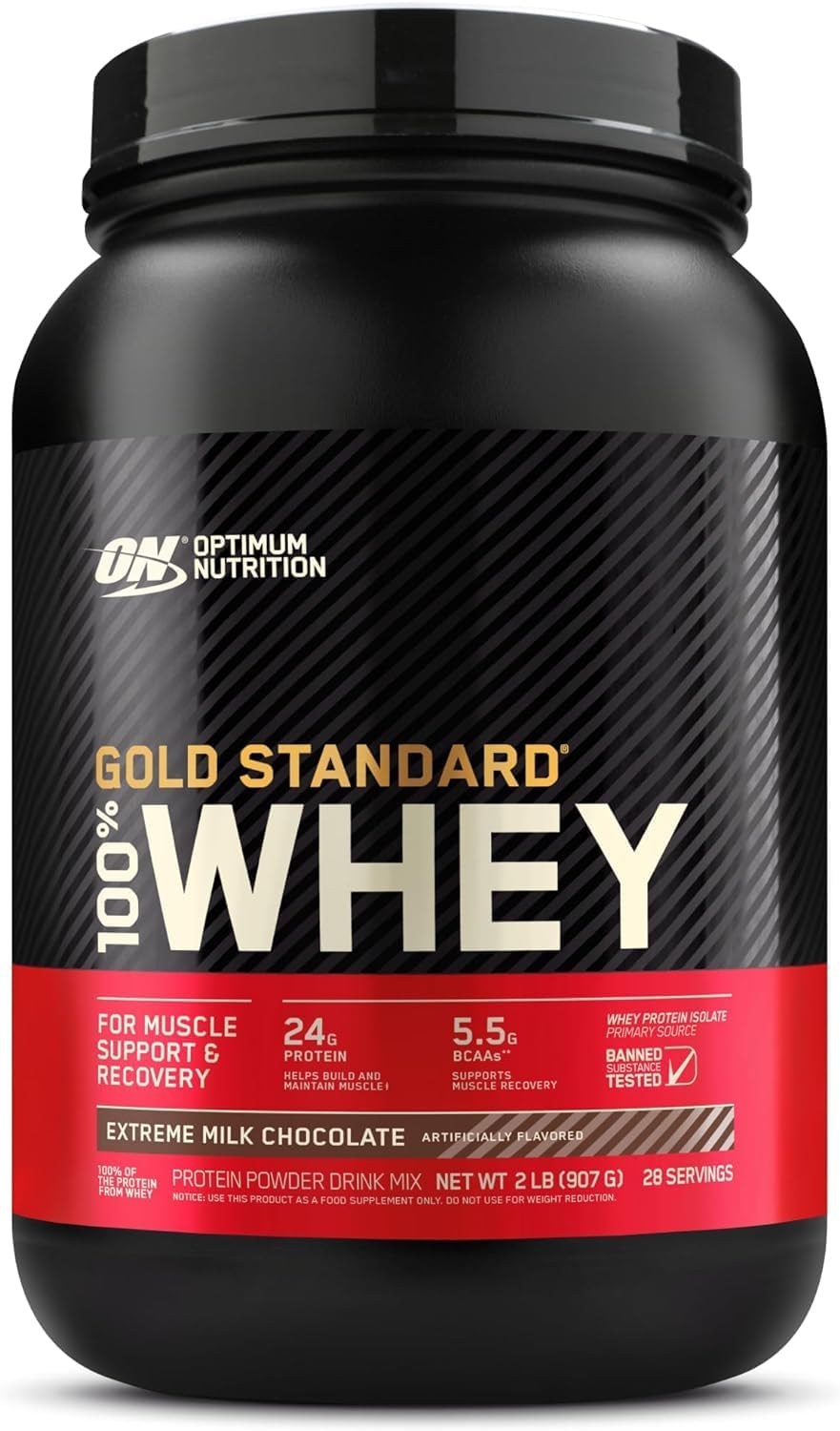 Optimum Nutrition (ON) Gold Standard 100% proteína de suero en polvo aislado de fuente primaria, 0.91 onzas de proteína para apoyo y recuperación