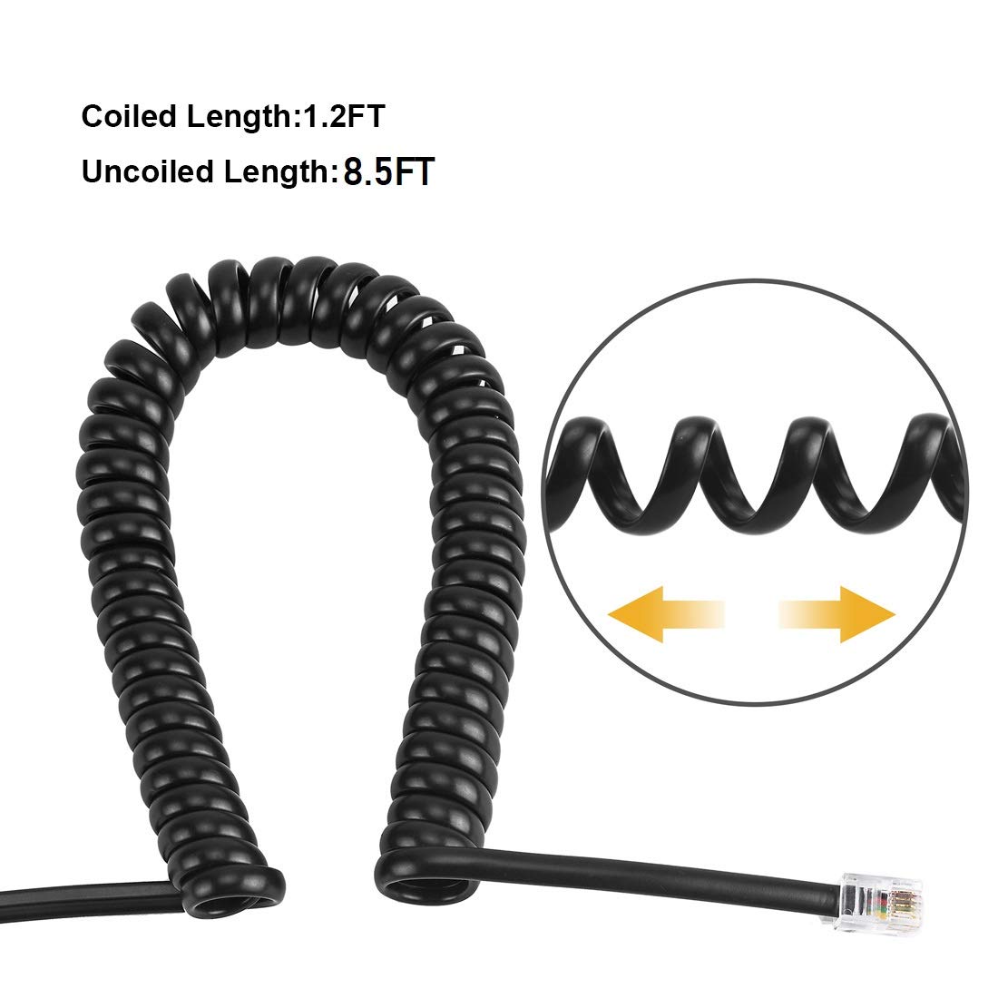 2 juegos de cables desenredantes de teléfono para teléfono, 2 unidades de cable de línea fija de 360 grados giratorioantienredos y 2 cables de