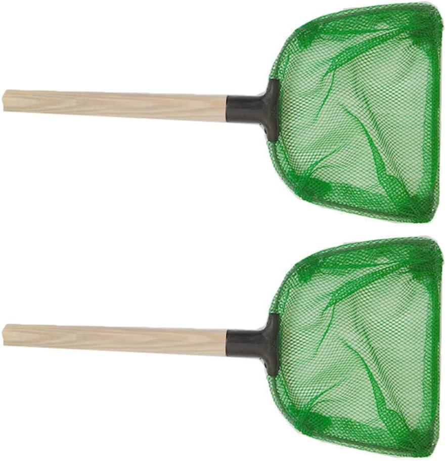 Gatuida Red de pesca, 2 unidades, red de aterrizaje de peces, red de captura de pesca con mango de madera, red cuadrada de camarones para peces, red