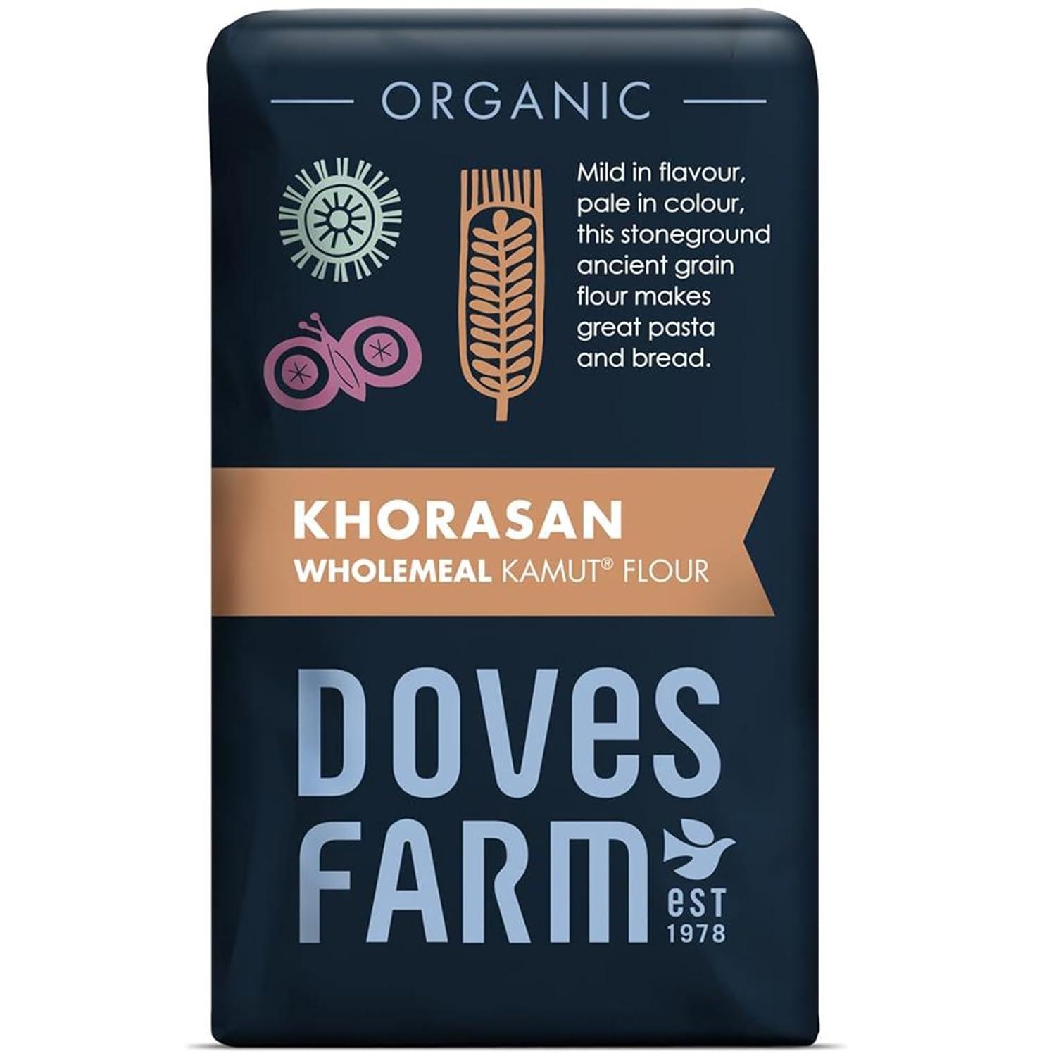 Doves Farm – Harina de pan integral orgánica Kamut Khorasan  2.2 lbs  Mezcla de granos antiguos rica en nutrientes para panaderos conscientes de la