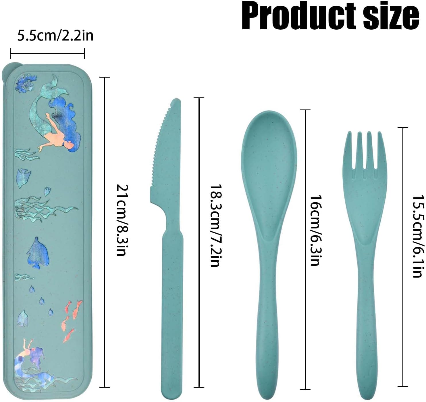 Juego de utensilios reutilizables con estuche, juego de 2 utensilios de camping, cuchara de plástico portátil, tenedores, juego de cubiertos