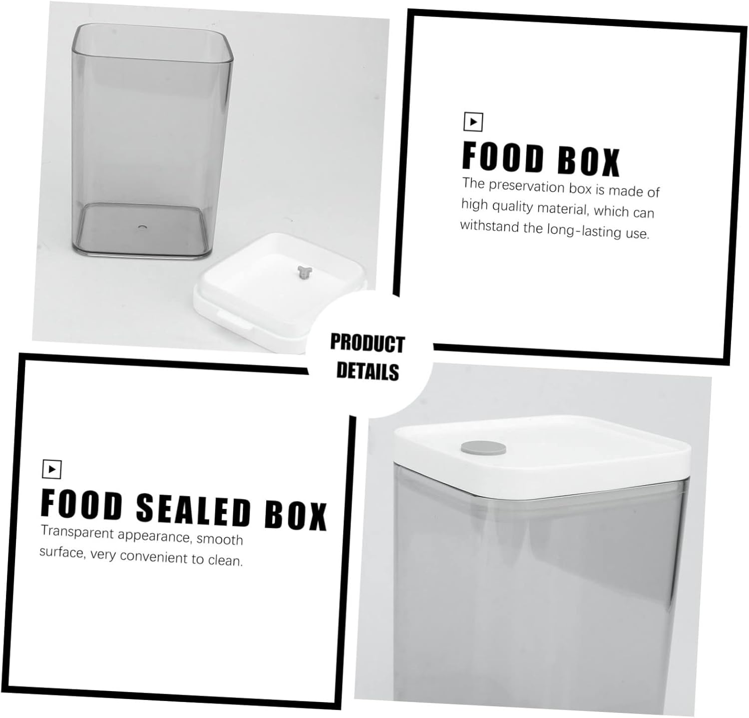 YARNOW Caja de almacenamiento transparente para alimentos, contenedor de plástico para almacenamiento de té, contenedor de plástico, frascos