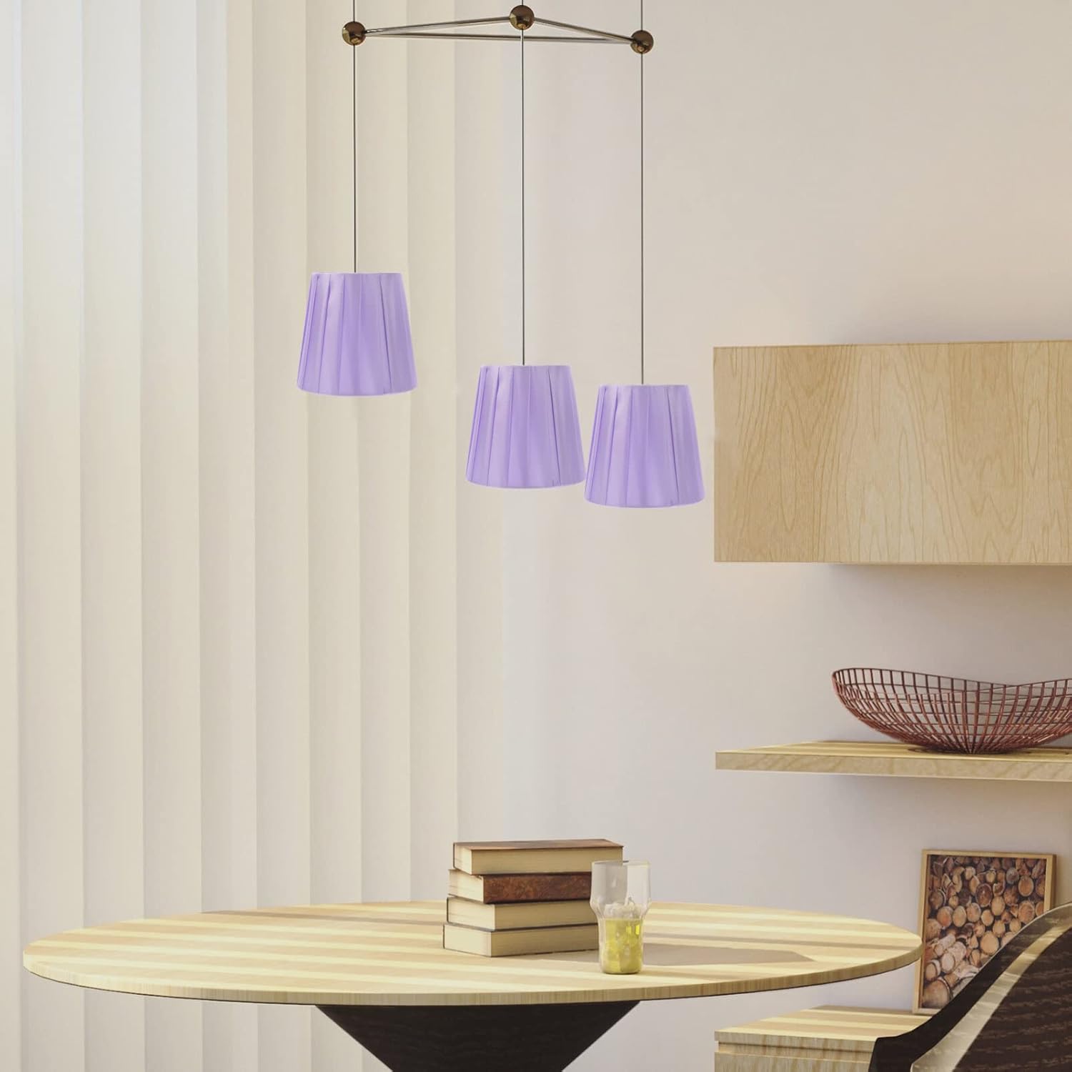 KALLORY Pantalla plisada, cubierta de luz pequeña, pantalla de tela de barril moderna para lámpara de pie de mesa (morado)