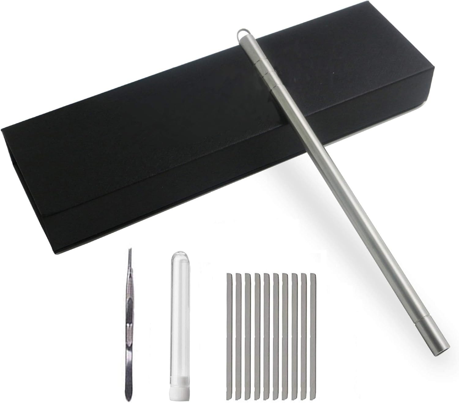 Pluma de afeitar de tatuaje para el cabello, recortadora de diseño de peinado de acero inoxidable, con pinzas y cuchillas de 10 piezas, para cejas,