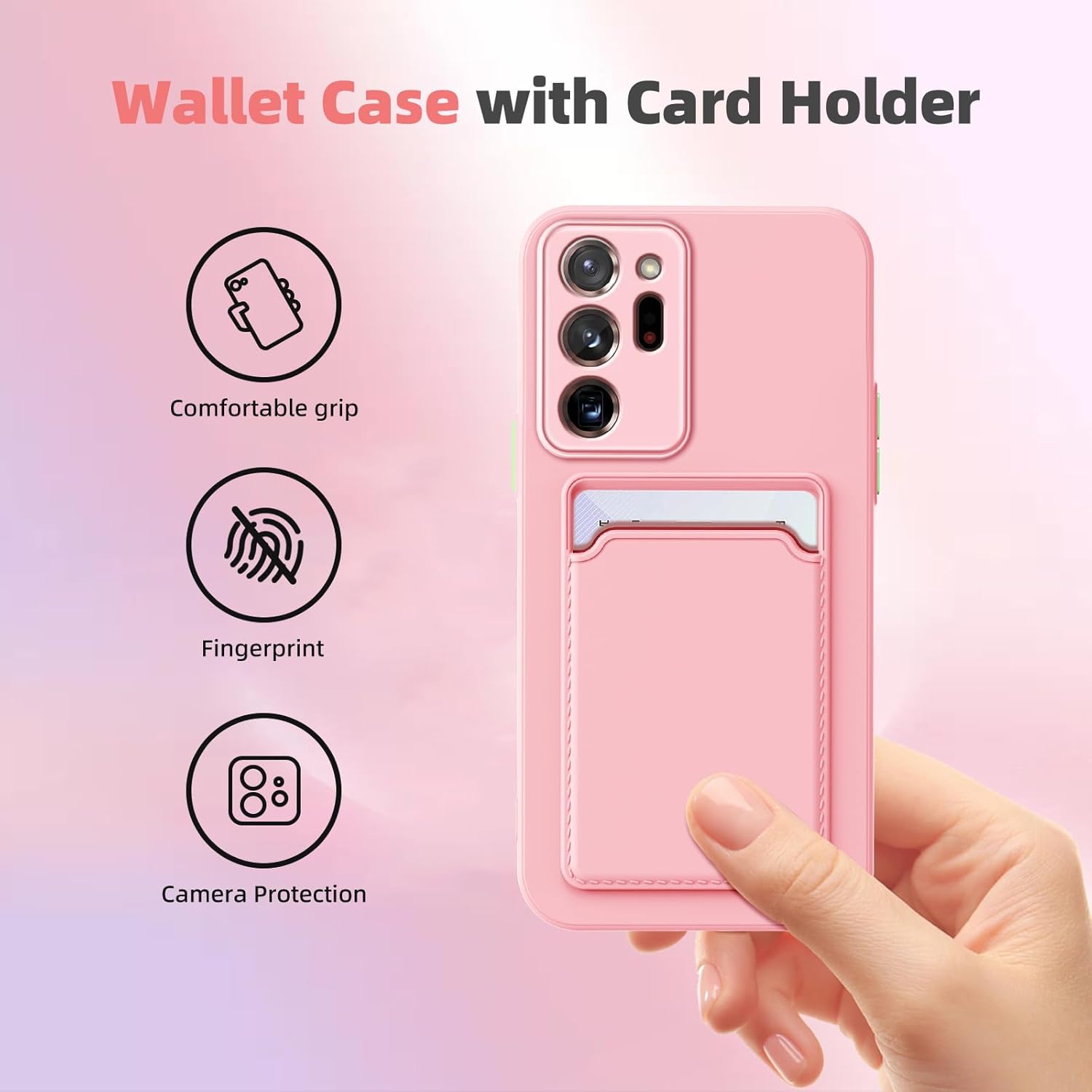 Funda para Note 20 Ultra con ranura minimalista para tarjeta de crédito TPU suave TPU silicona resistente a los arañazos delgada ranura para tarjeta