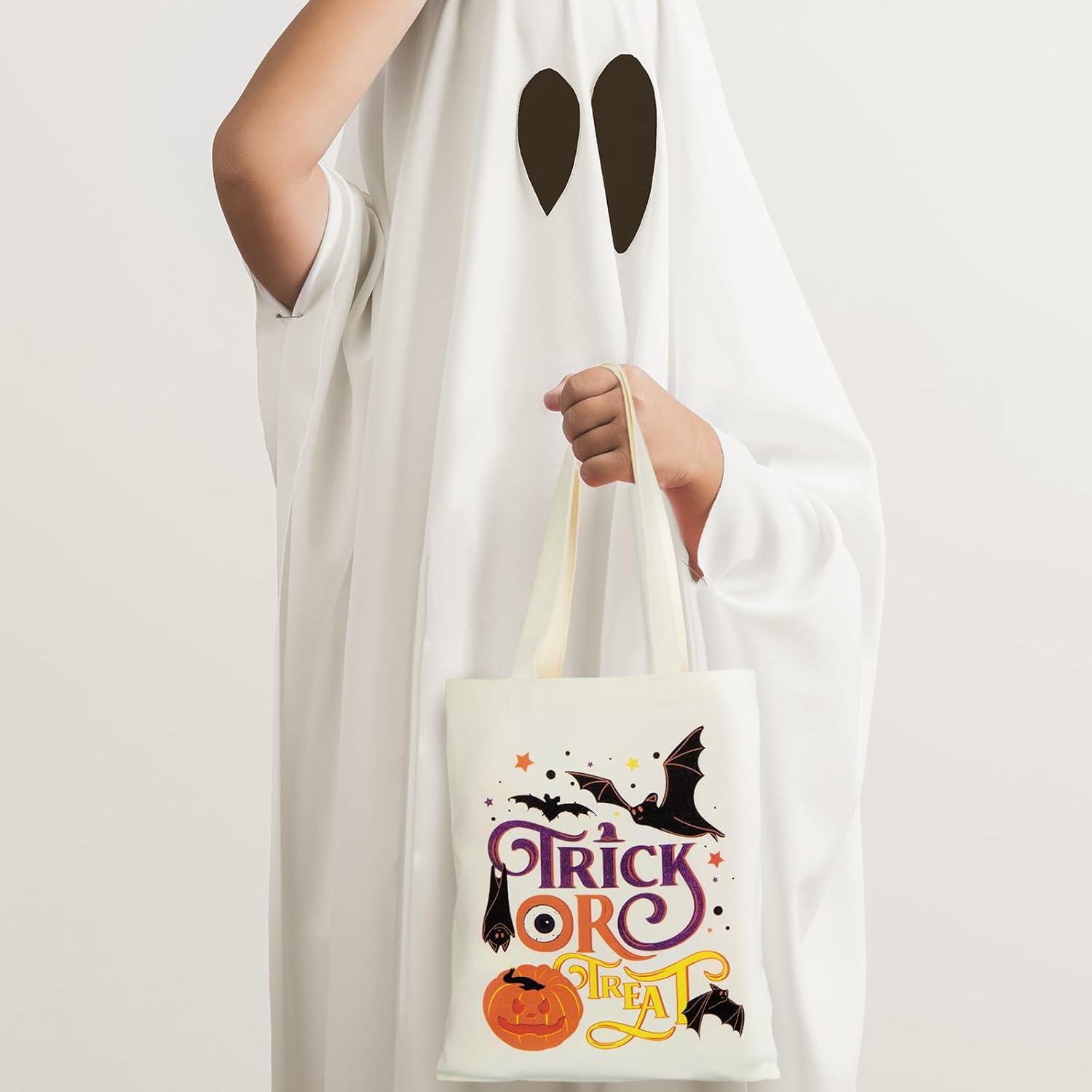 6 bolsas de lona de Halloween a granel reutilizables para dulces, bolsa de compras grande para Halloween, bolsas de truco o trato, diseño de