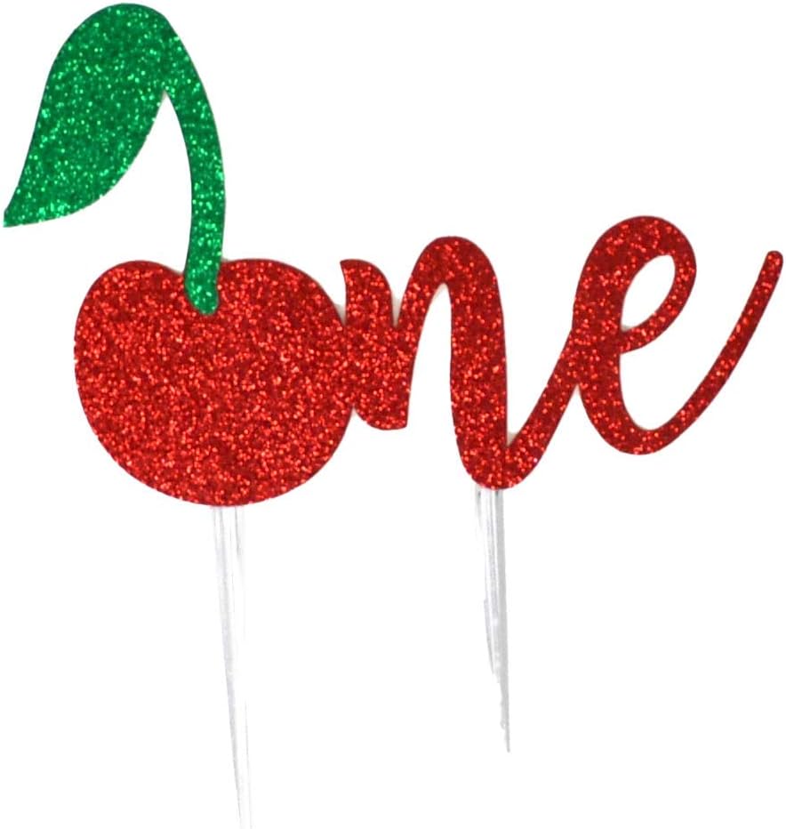 Decoración de pastel de cereza para fiesta de primer cumpleaños, decoración de pastel de frutas para primer cumpleaños, decoraciones de cumpleaños
