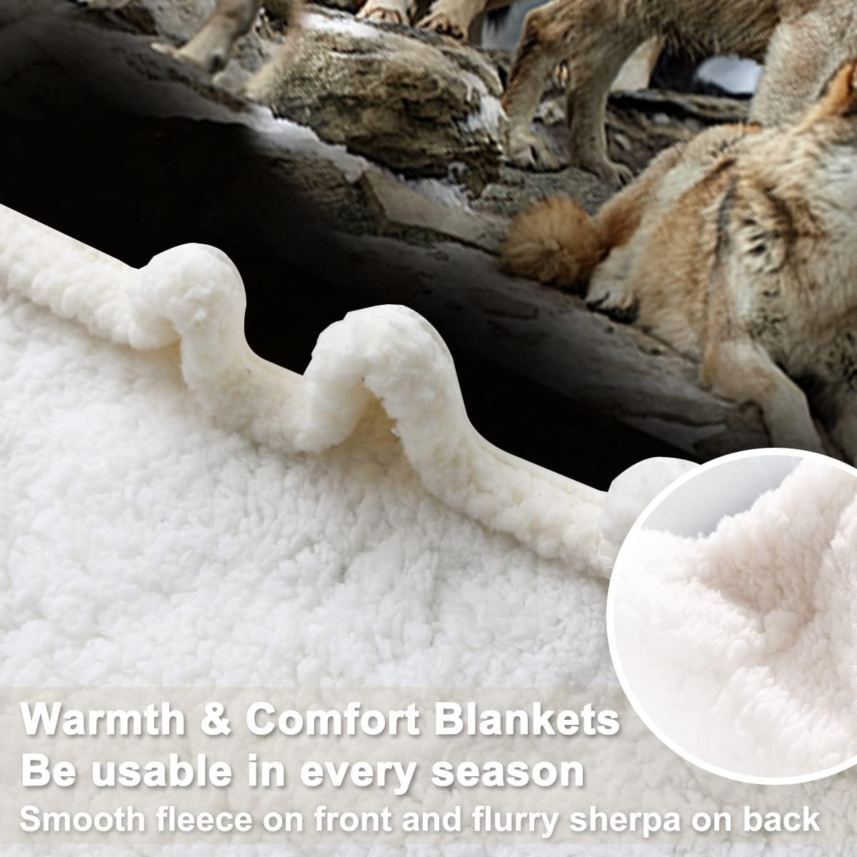 Sleepwish Manta de vellón de lobo indio, manta sherpa de felpa de lobo nativo americano, acogedora y cálida manta de felpa para cama, sofá, silla,