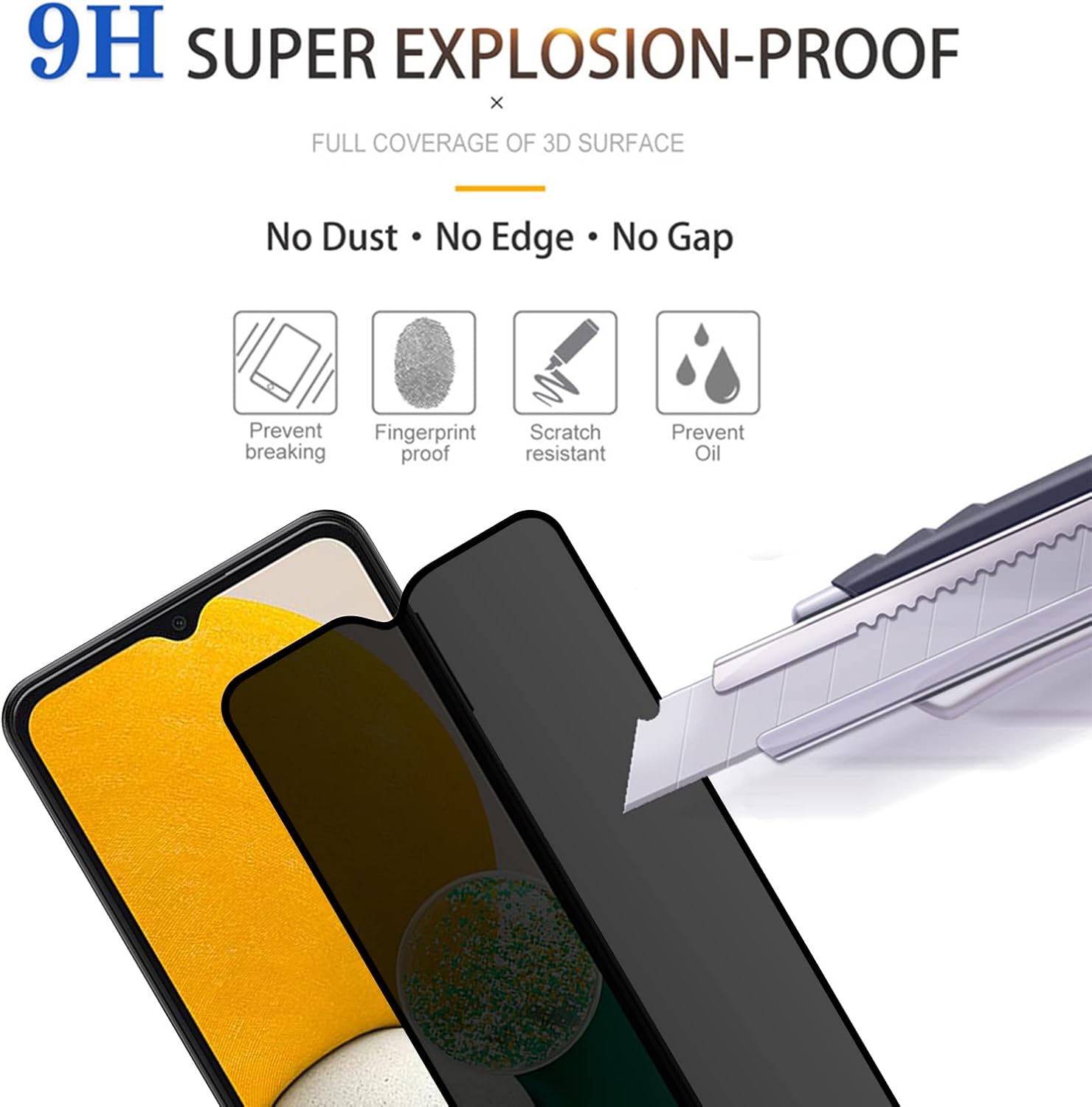 2 Privacidad+2 protectores de pantalla transparentes de privacidad y transparente para Samsung Galaxy A13 5G vidrio templado antiespía, Ultra HD,