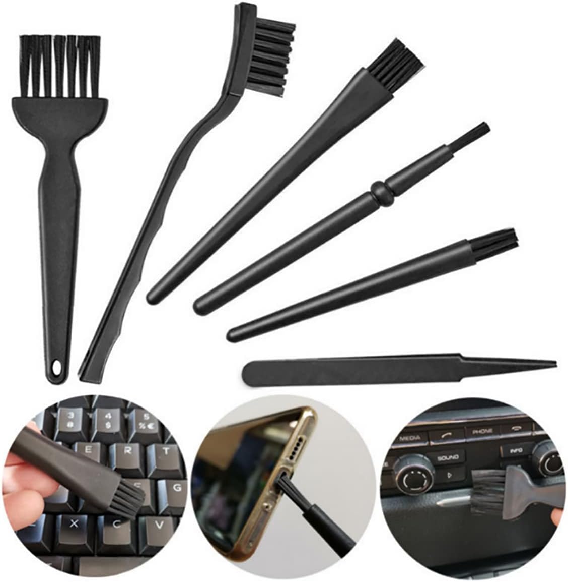 1 unids 6 en 1 cepillo antiestático portátil cepillo de limpieza antiestático adecuado para limpiar teclado, computadora, cámara, teléfono móvil