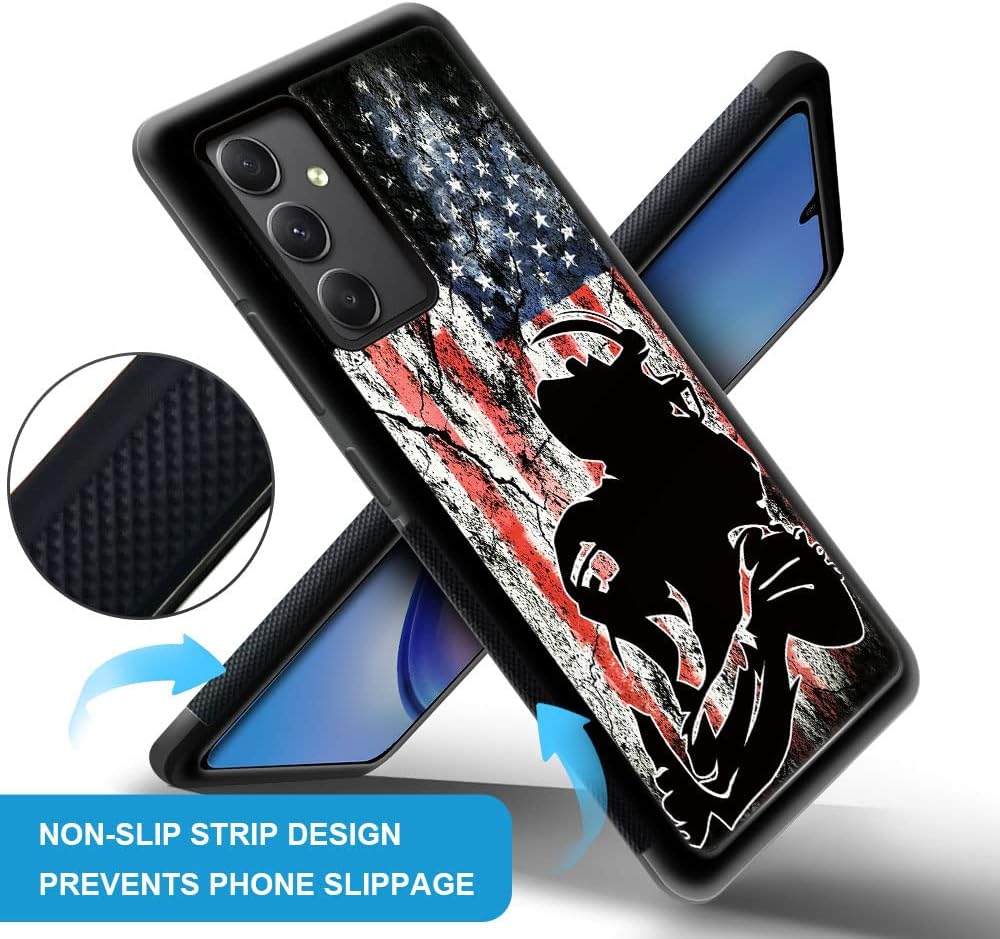 DJSOK Funda compatible con Samsung Galaxy A54 5G, diseño de patrón de lujo de bandera de fútbol americano para hombres, niños y niñas, doble capa, a