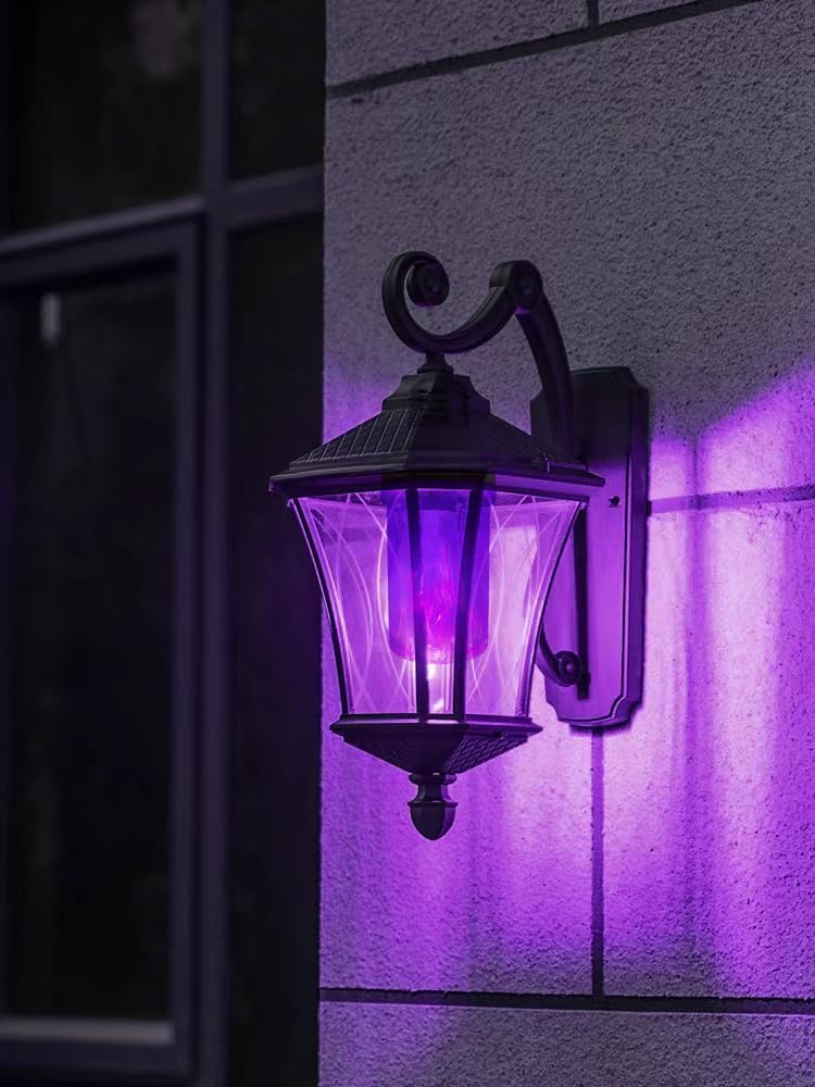 BHCORNER Bombillas LED más pequeñas de llama morada, bombillas decorativas de Halloween, base E26E27, bombillas parpadeantes moradas navideñas para