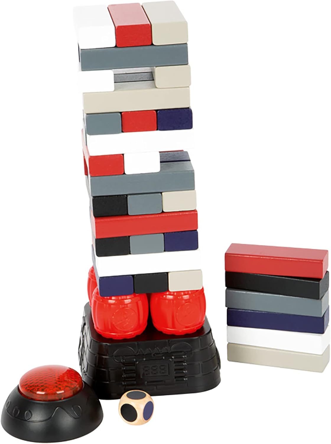 Torre tambaleante de madera Dynamite de Small Foot – Juego divertido con bloques de madera, dados y temporizador – Diversión para toda la familia –