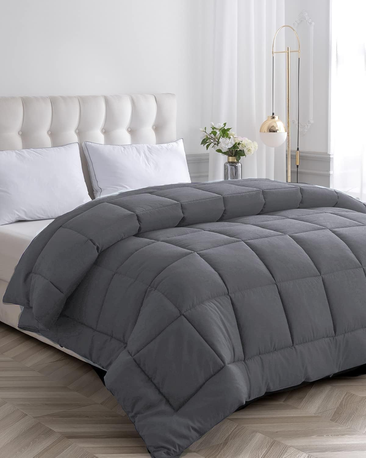 Cozynight Edredón alternativo de plumón para todas las estaciones, relleno de edredón individual con pestañas en las esquinas, transpirable, edredón