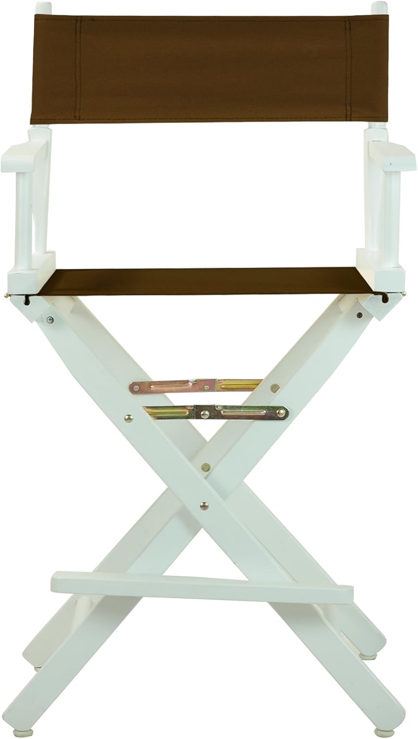 Casual Home 220-01021-45 – Silla de director de 24 in, marco blanco, lona marrón, altura clásica