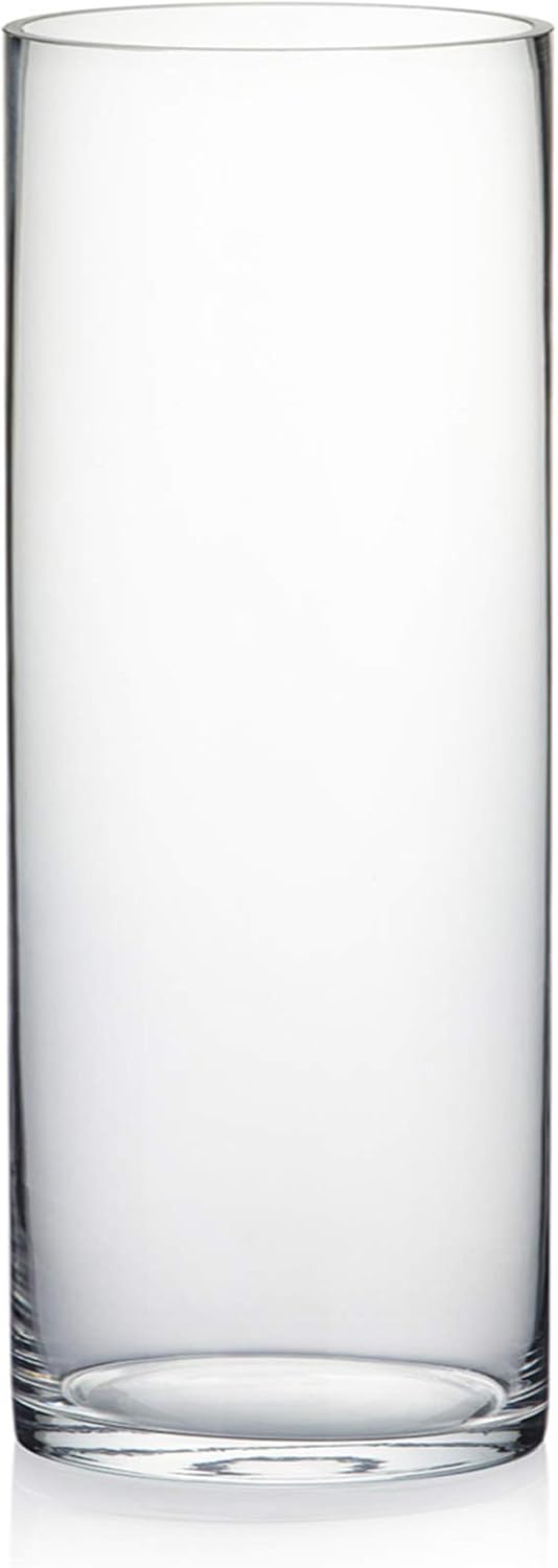 WGV – Jarrón cilíndrico de 6 pulgadas de ancho, 16 pulgadas de alto, recipiente de vidrio transparente, portavelas de terrario para centro de mesa