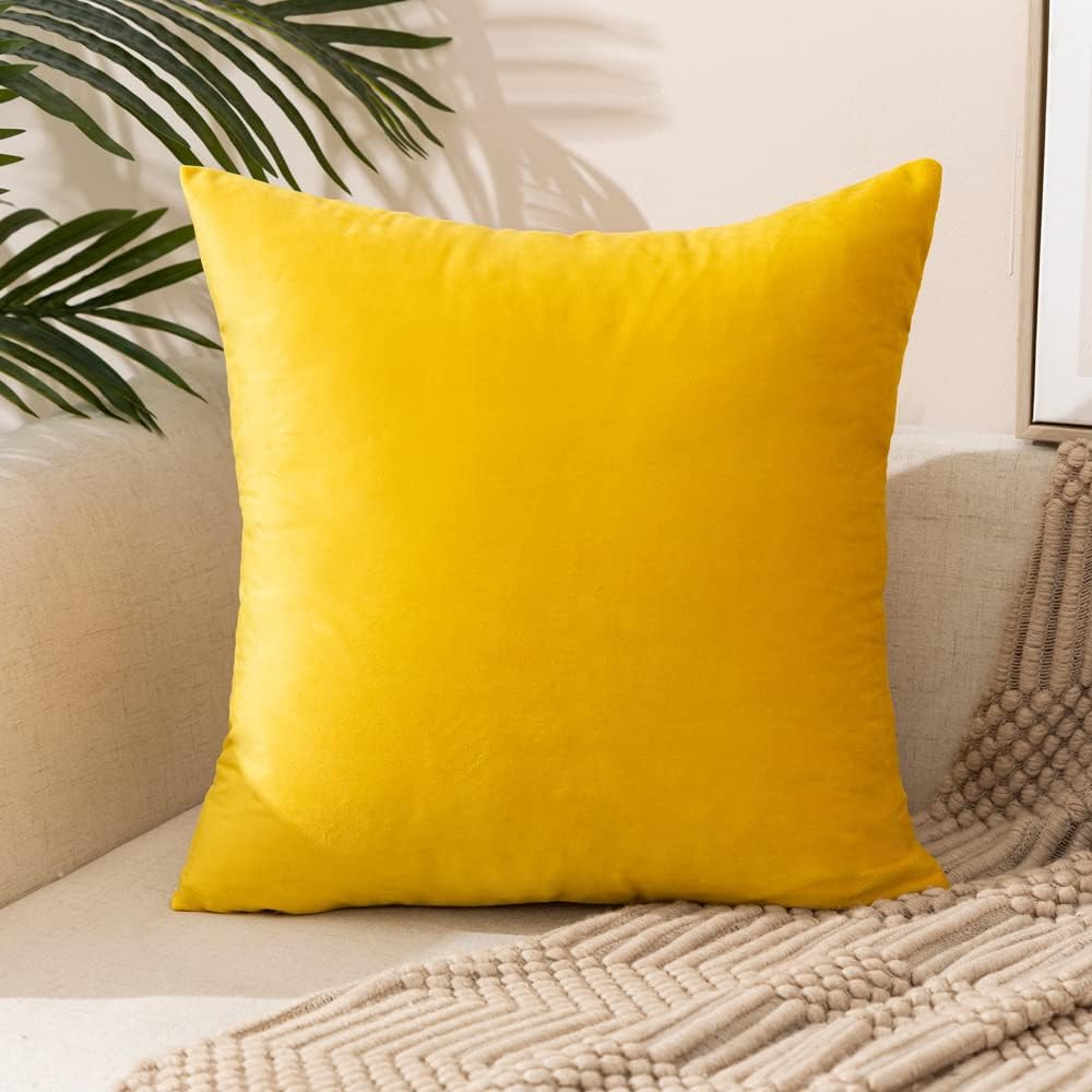 Juego de 2 fundas de almohada de terciopelo con rellenos incluidos, 18 x 18 pulgadas, fundas decorativas suaves y sólidas para sofá, dormitorio,