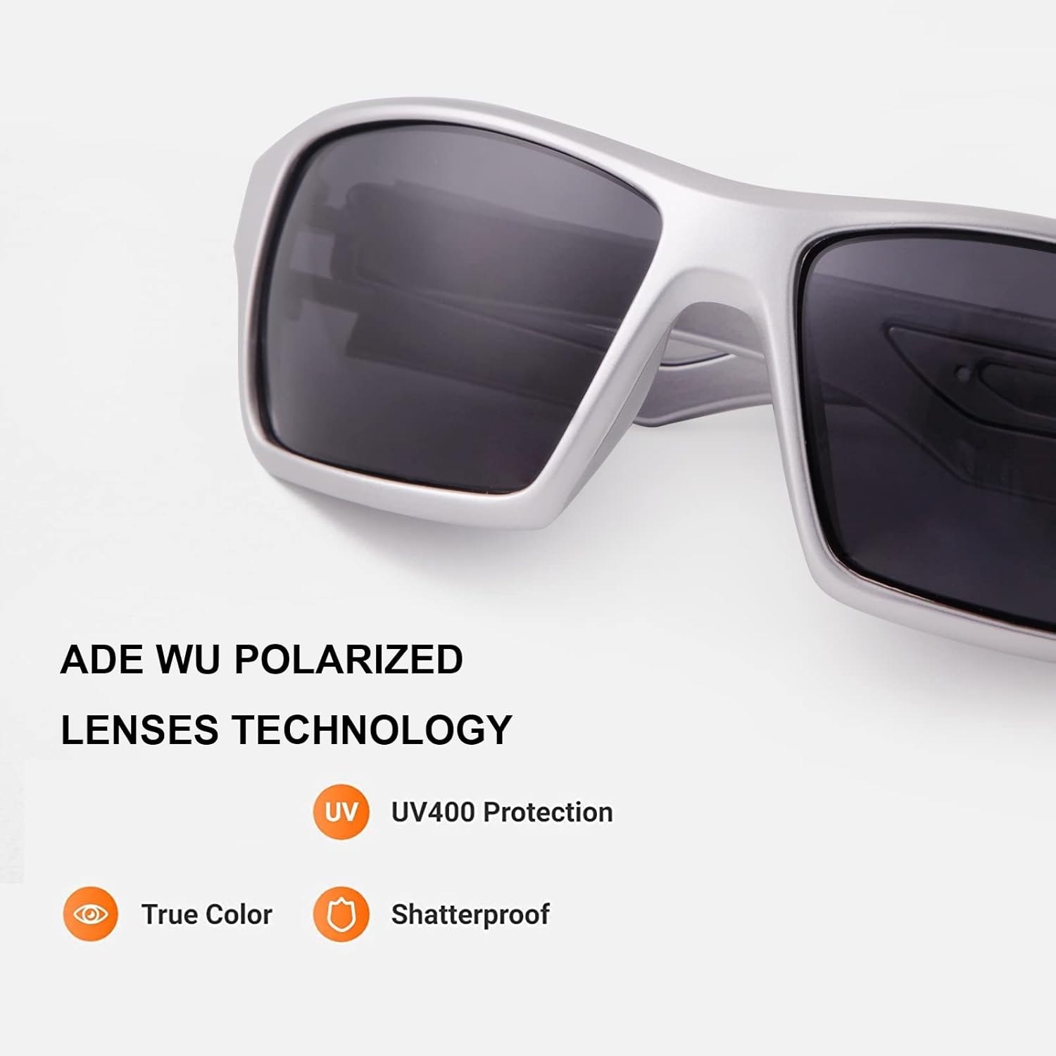 ADE WU Gafas de sol deportivas polarizadas para hombre, gafas de sol rectangulares de moda para hombre