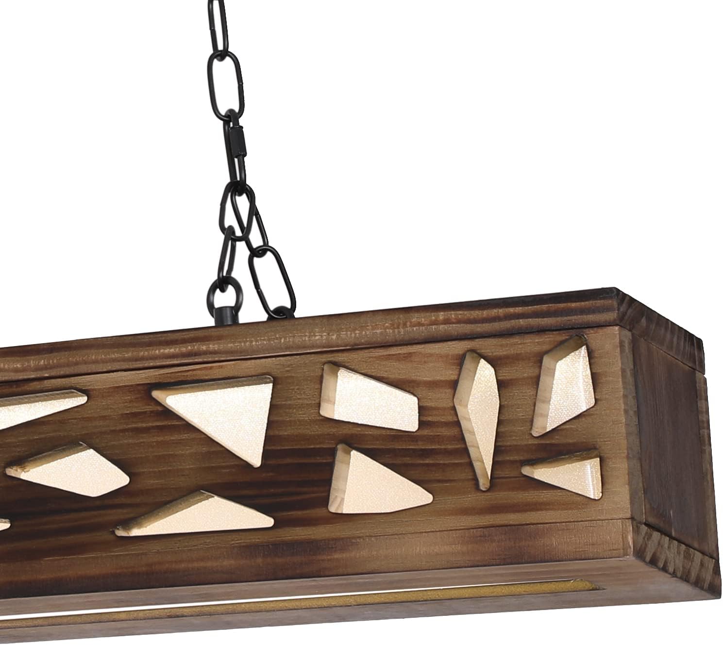 Lámpara de araña de isla de cocina, rectangular de madera, LED, regulable, para granja, industrial, colgante para cocina, pasillo, bar