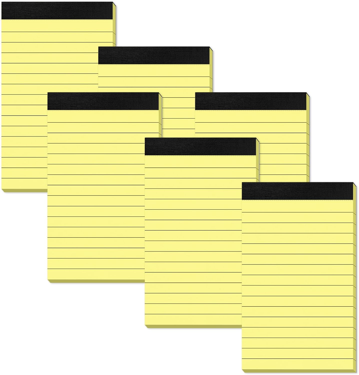 Bloc de notas pequeñas de 3 x 5 pulgadas, bloc de notas amarillas de bolsillo, paquete de 6 blocs de notas forrados, pequeños blocs de papel