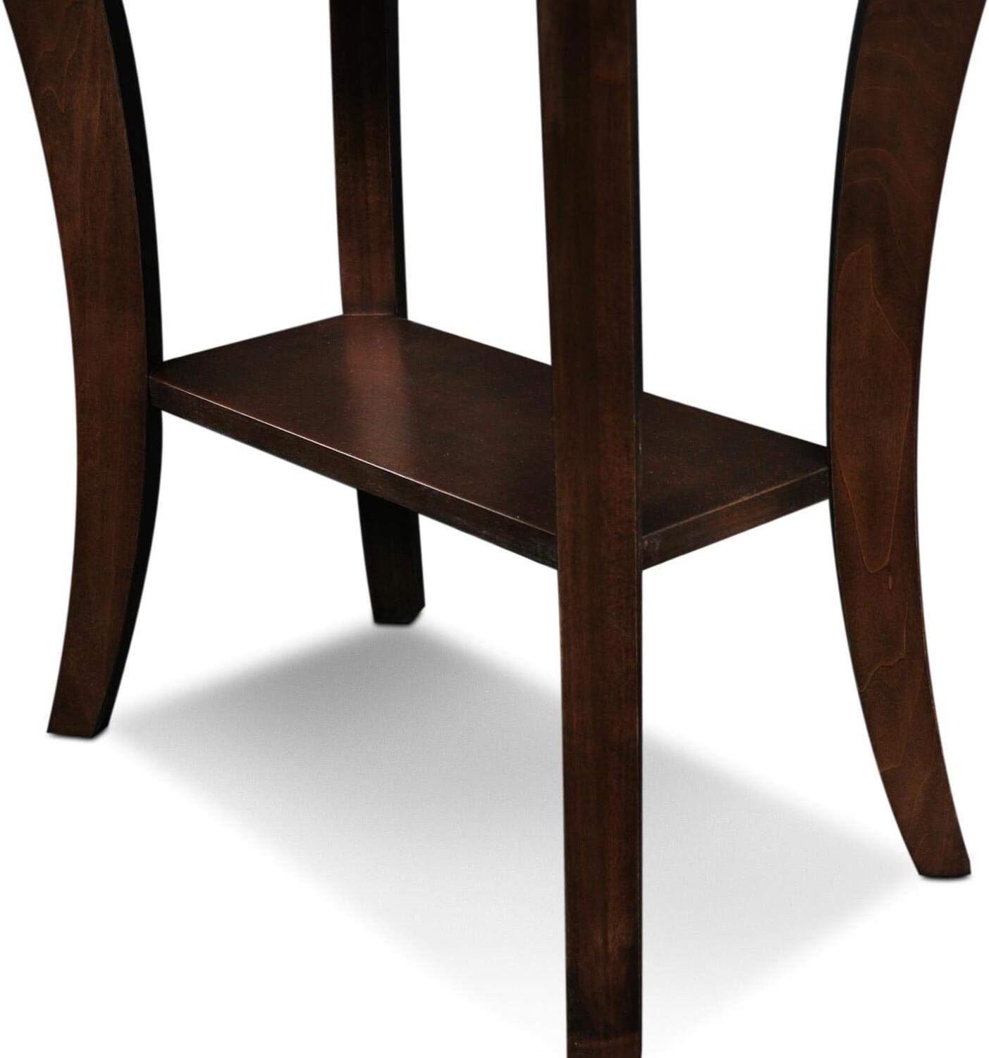 Boa Mesa auxiliar estrecha de madera maciza con estante, marrón cereza chocolate, perfecta para salas de estar, dormitorios y espacios pequeños –
