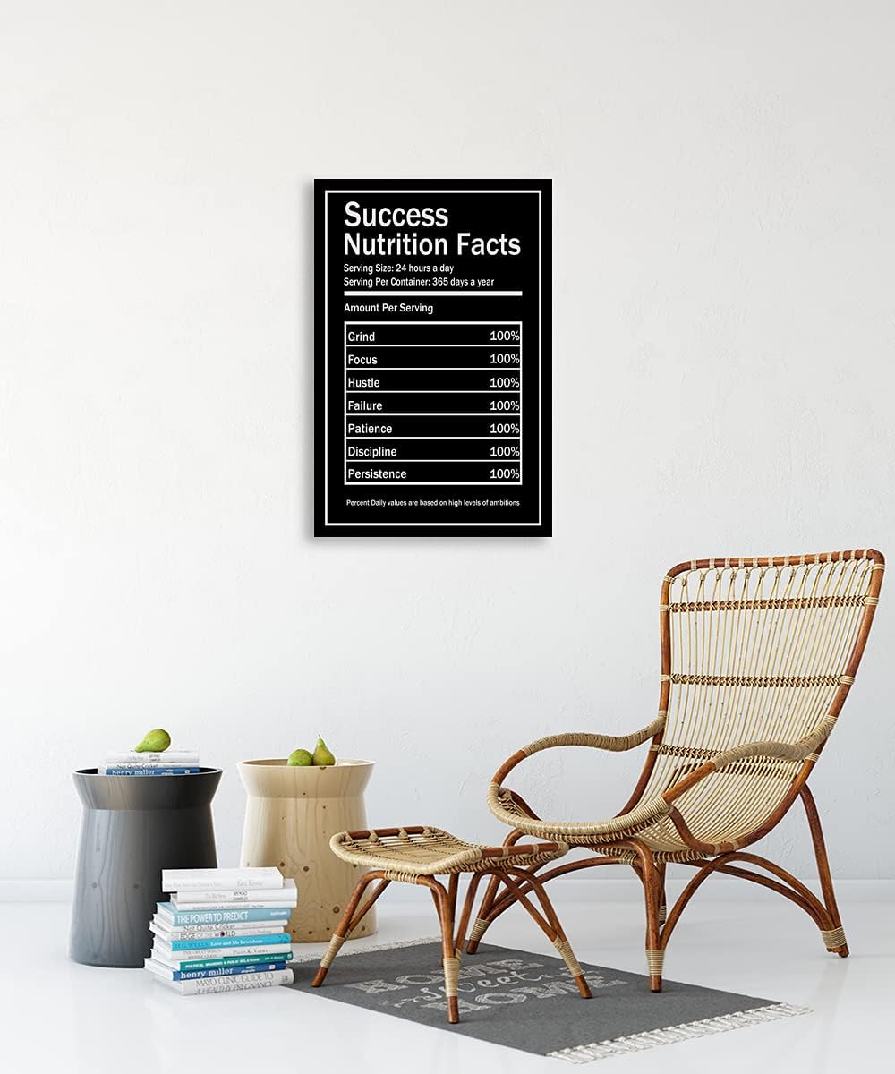 Lienzo decorativo para pared, con citas inspiradoras de empresarios, hechos nutricionales de éxito, impresión inspiradora moderna, decoración de